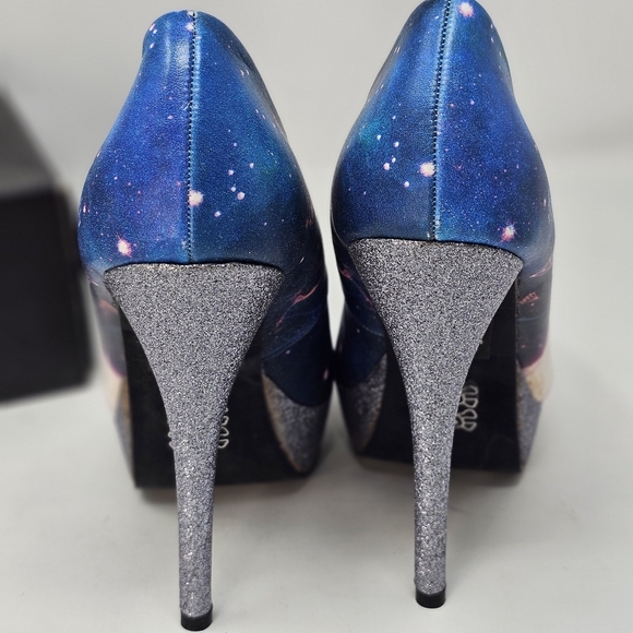 Iron Fist ✦ Unicorn Platform Heels ✦ Graphic Faux Leather Glitter Sole & Round 7 - Picture 4 of 14